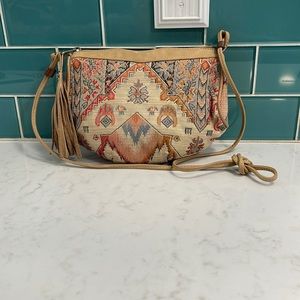 Vintage Southwest Pastel Carpet Bags of America tapestry & leather Boho festival